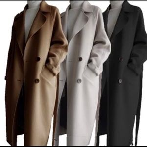 NWT Double Breasted Wool Blend Trench Coat in Coffee